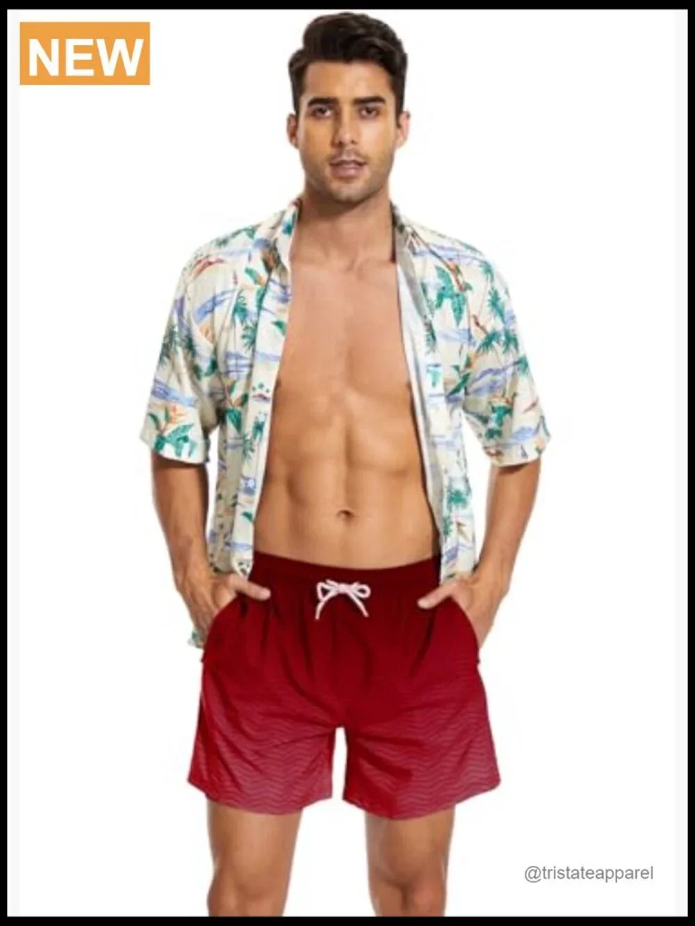 Mens Swim Trunks with Compression Liner 5.5 Inseam Quick Dry Board Shorts
